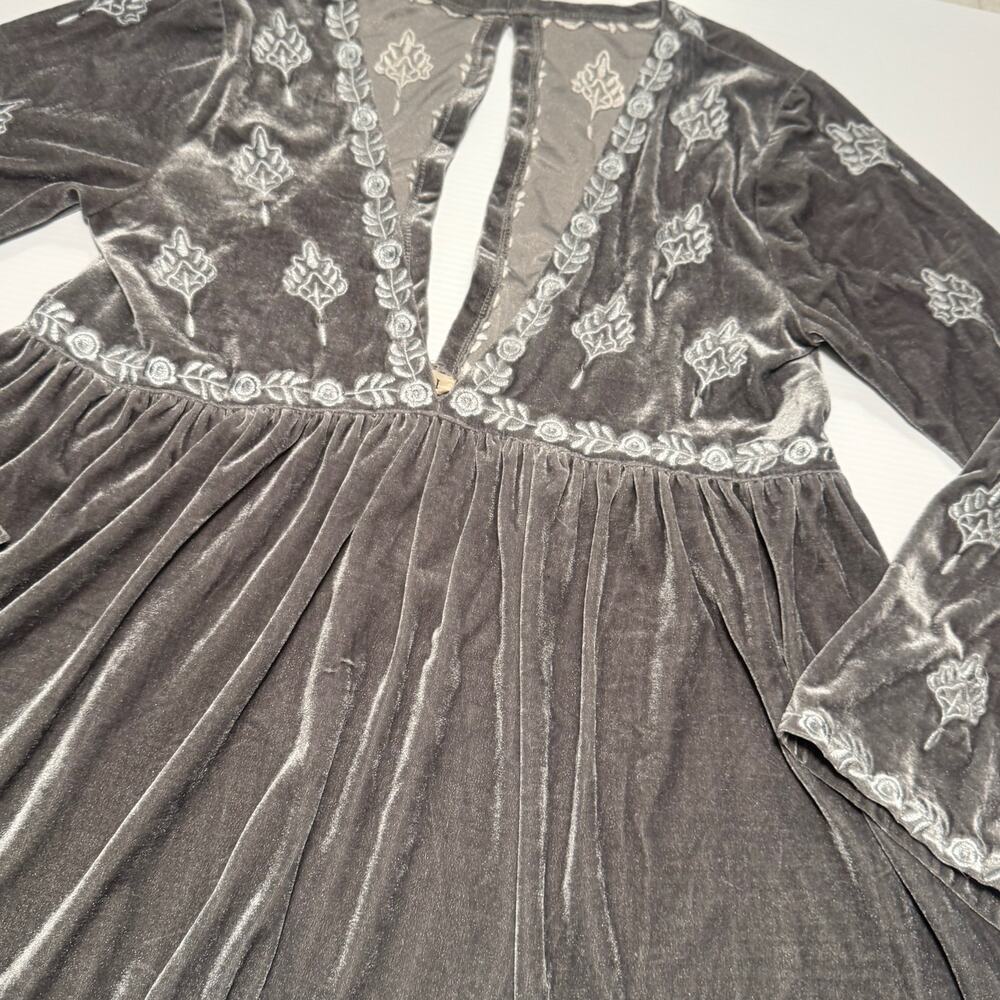 POL Velvet Tunic Silver Gray Women’s Medium Boho Fairy Cottage Festival Babydoll - Picture 10 of 16